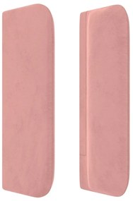 Cabeceira de cama c/ abas veludo 203x16x78/88 cm rosa