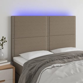 Cabeceira cama c/ LED tecido 144x5x118/128 cm cinza-acastanhado