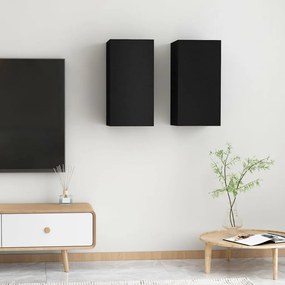 vidaXL Móveis de TV 2 pcs 30,5x30x60 cm derivados de madeira preto