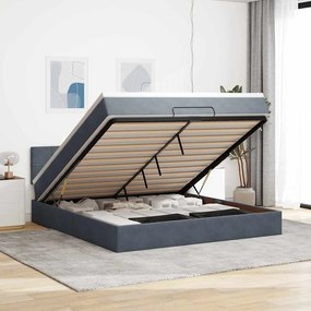 Estrutura de cama otomana com colchão 160x200cm cinzento escuro