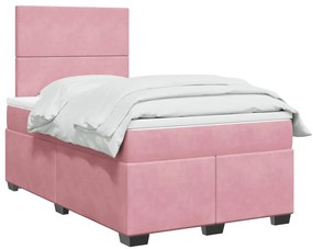 Cama boxspring com colchão 120x200 cm veludo rosa