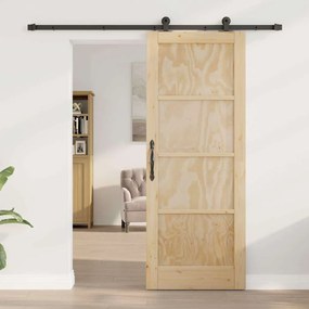 Porta de Correr vidaXL com Conjunto de Hardware 78x202 cm Madeira Sóli