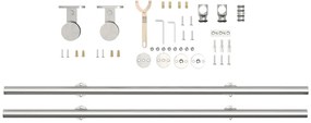 Kit ferragens p/ porta deslizante 200cm aço inoxidável prateado