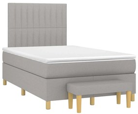 Cama boxspring com colchão 120x190 cm tecido cinzento-claro