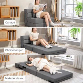 Poltrona convertível de 1 lugar, poltrona-cama dobrável, almofada incluída, capacidade de 120 kg, cinzenta