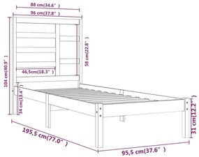 Estrutura de cama solteiro 90x190 cm madeira maciça