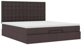Estrutura de cama otomana com colchão tecido castanho escuro