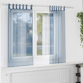 vidaXL Cortinas de voile com laços 2 pcs azul real 140x140 cm