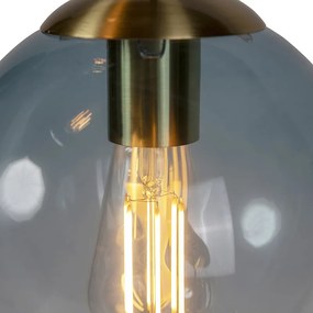 Candeeiro de suspensão Art Deco em latão com vidro azul - Pallon Art Deco