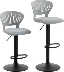 Conjunto de 2 Bancos Altos de Cozinha Giratórios a 360° Reguláveis em Altura de 84-105 cm 40,5x43x84-105 cm Cinzento