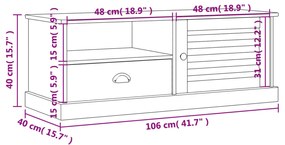 Móvel de TV Salamanca de 106 cm em Madeira Maciça - Design Rústico