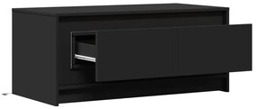 Mesa de centro com luzes LED derivados de madeira preto