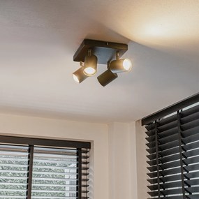 Plafon moderno preto 4 luzes ajustável quadrado - Jeana