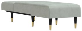 Chaise longue veludo cinzento-claro