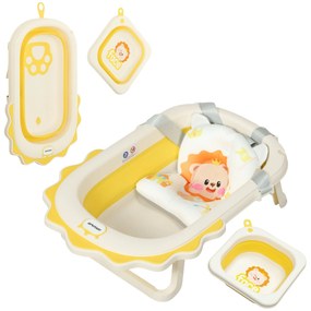AIYAPLAY Banheira Dobrável para Bebés com Almofada e Cubo Banheira par