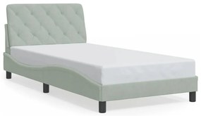 Estrutura de cama c/ luzes LED 100x200 cm veludo cinzento-claro