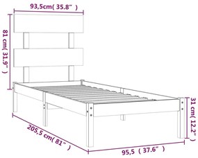 Estrutura de cama 90x200 cm madeira maciça branco