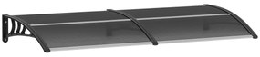 Outsunny Marquise para Portas e Janelas 196x75x23 cm Marquise de Proteção contra Sol e Chuva com Cobertura de Policarbonato Preto
