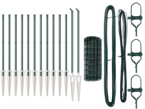 Cerca Euro com 13 Postes de Espeto 0.8x25 m Aço Galvanizado Verde