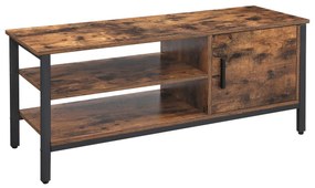 Móvel de TV VASAGLE para TVs de até 48 polegadas, suporte de TV, mesa de TV e armário baixo com armário e 2 prateleiras, sala de estar, corredor, 110 x 40 x 45 cm, design industrial, marrom rústico LTV42BX