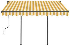Toldo retrátil automático com postes 3,5x2,5 m amarelo e branco