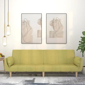 vidaXL Sofá-cama 2 lugares com duas almofadas tecido verde