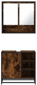 2 pcs conj. móveis casa de banho derivados madeira cor fumado