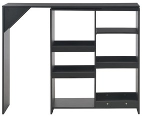 Mesa de bar com prateleira movível preto 138x39x110 cm