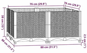 Canteiro elevado 80x80x38 cm polipropileno