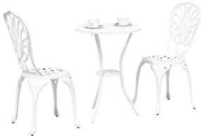 Conjunto de Bistrô de Jardim 3 Peças vidaXL Alumínio Fundido Branco
