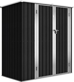 Outsunny Abrigo de Jardim Exterior Metálico 1,37 m² 163x89x163 cm com Telhado Inclinado Portas com Fecho e Luvas Cinzento | Aosom Portugal