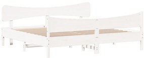 Cama sem colchão 200x200 cm madeira de pinho maciça branco