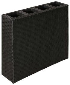 vidaXL Floreira com 4 vasos vime PE preto