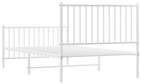 Estrutura de cama com cabeceira e pés 100x190 cm metal branco