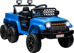 AIYAPLAY Carro elétrico infantil 12 V, com reboque, luzes LED, música e buzina, para crianças de 3-8 anos, Azul claro | Aosom Portugal