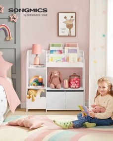 Estante para crianças com 2 caixas para brinquedos e livros 30 x 93 x 100 cm branco