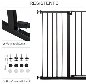 Barreira de Segurança para Animais de Estimação Extensível para Escadas e Portas Barreira de Segurança 76-107x76 cm Preto