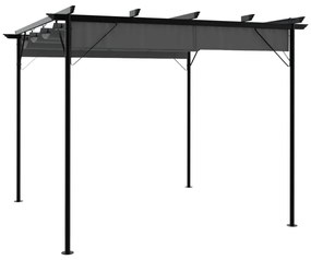 Pérgola com toldo retrátil 3x3 m 180 g/m² aço antracite