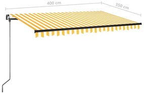 Toldo retrátil manual com LED 400x350 cm amarelo e branco