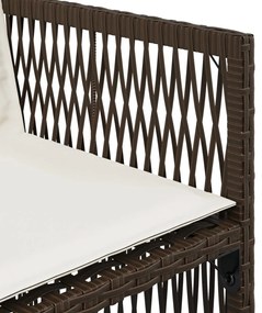 Cadeiras de jardim com almofadões 4 pcs vime PE castanho