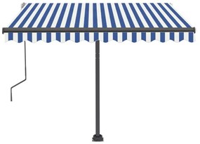 Toldo retrátil manual independente 350x250 cm azul e branco
