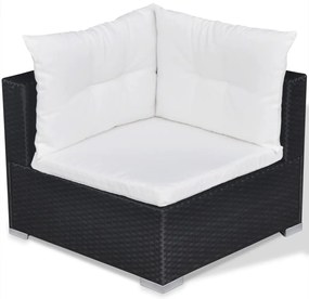 10 pcs conjunto lounge de jardim c/ almofadões vime PE preto