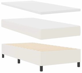 Cama Box com Colchão – Tecido de Veludo Creme 100x200 cm