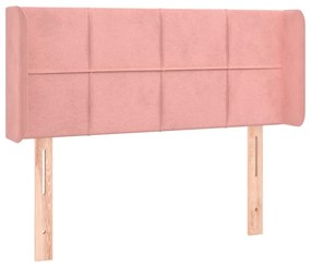 Cabeceira de cama c/ luzes LED veludo 103x16x78/88 cm rosa
