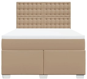 Cama com molas/colchão 140x200 cm couro artificial cappuccino