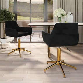 vidaXL Cadeiras de jantar giratórias 2 pcs veludo preto