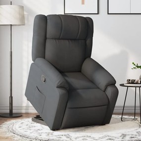vidaXL Poltrona reclinável elevatória tecido cinzento-escuro