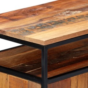 Móvel lateral 60x35x76 cm madeira recuperada maciça e aço