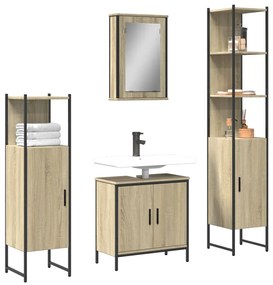 vidaXL 4 pcs conj. móveis casa banho derivados madeira carvalho sonoma