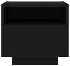 Mesa de cabeceira com luzes LED 40x39x37 cm preto